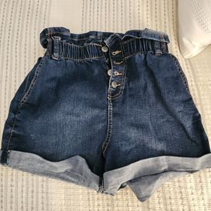 High rise denim shorts